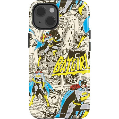 DC Comics Batman Batgirl Vintage Action pose pattern iPhone 15 Impact Case